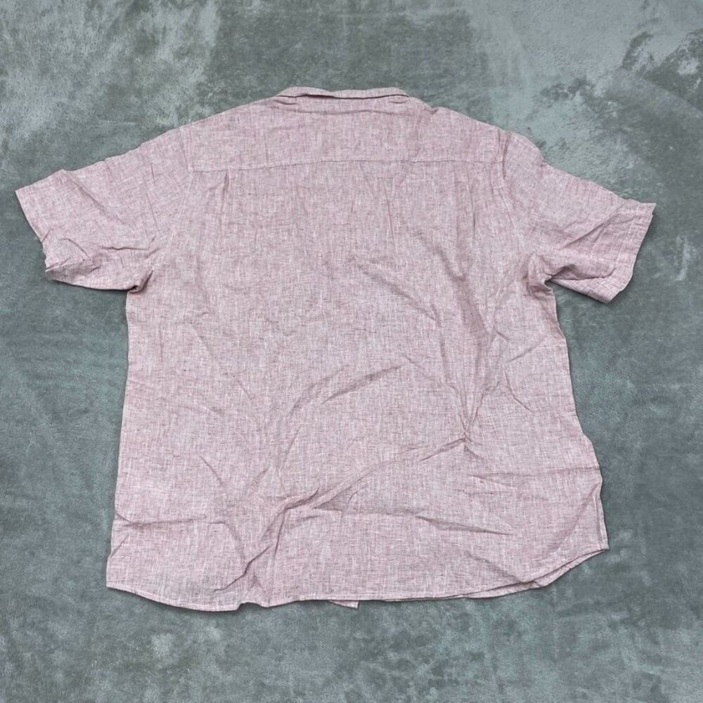 Weatherproof Vintage Mens XXL Pink Washable Linen Short Sleeve Shirt a0405 - Picture 9 of 10